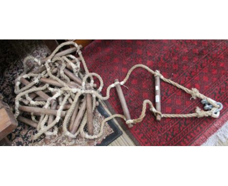 A well constructed wooden rope ladder&nbsp;