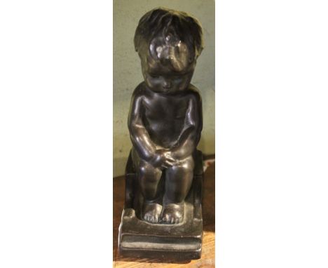 After Sophia Rosamund Praeger HRHA, MA, MBE (1867-1954) "The Philosopher" a bronzed plaster figure, depicting a boy sat on a 
