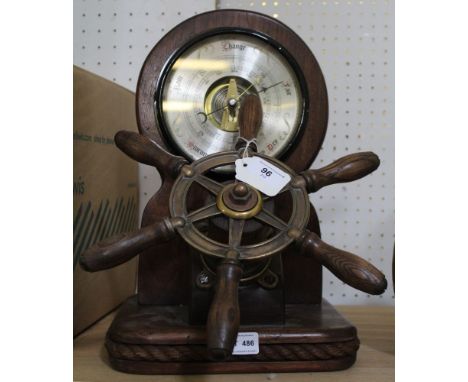 Hand crafted vintage nautical Milford Guild Ships Wheel barometer (working order) c. 1950