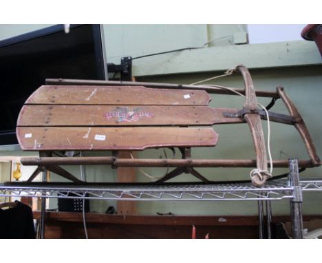 A vintage wooden childs sledge, 'Flexible Flyer'