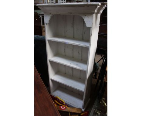 A pine white painted set of open book shelves&nbsp;