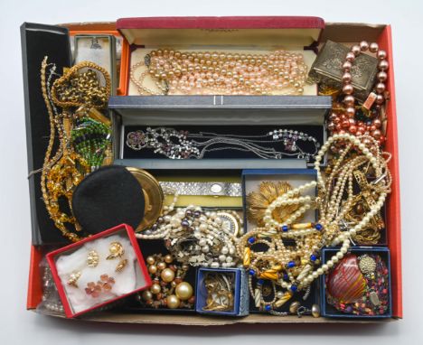 A large collection of costume jewellery to include pearl necklaces, necklaces, bracelets, bead necklaces etc.