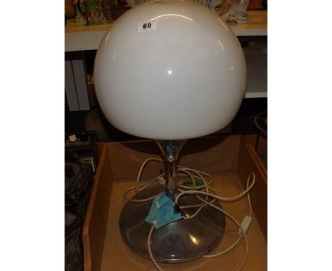 RETRO TABLE LAMP CHROME BASE WITH A WHITE GLASS SHADE EST [£ 15 -£30]