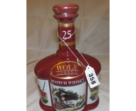 MORRISON BOWMORE WOLF LEDGEND 25 YR  OLD WADE CERAMIC  DECANTER EST [ £80- £120]  