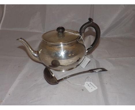 SILVER TEAPOT & TODDY  LADLE SHEFFIELD 1905 & GLASGOW1845   EST [£ 89- £120]