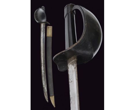 dating: Mid 19th Century provenance: France, Wide and short, curved, single and short-false-edged blade, with fuller, tang wi