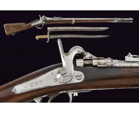 dating: 1864 provenance: Chatellerault, Round, rifled barrel with octagonal breech (visible rifling, clean bore), provided wi