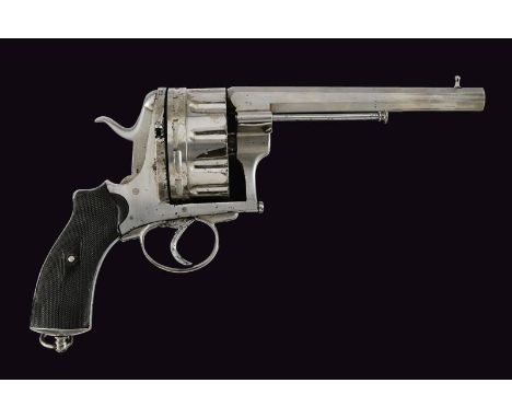 dating: about 1870 provenance: France, Rifled, octagonal, 11 mm cal. barrel, with foresight; grooved, twelve-shot cylinder. S
