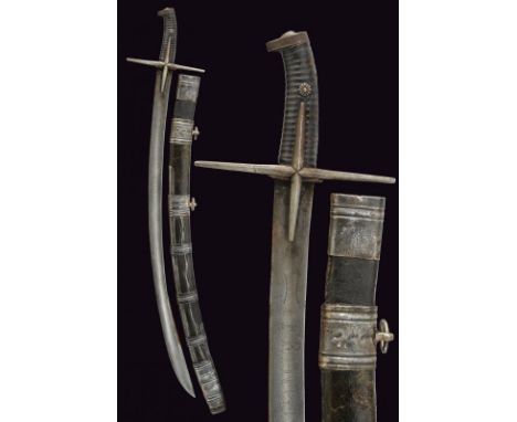 dating: late 17th Century provenance: Poland, Wide, curved, single-and-false-edged blade, with wide fuller, enlarged tip, on 