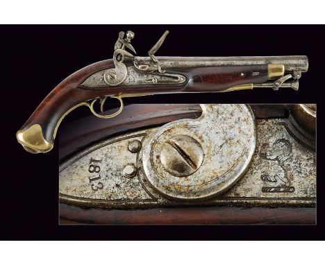 dating: 1813 provenance: British India, Smoothbore, round, 17 mm cal. barrel, with 'V' mark of the test bench under crown and