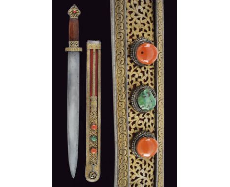 dating: Late 19th Century provenance: Tibet, Straight blade with remains of forging line, featuring some pitting. Small iron 
