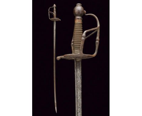 dating: 1730-40 provenance: France, Slightly curved, single-and false-edged blade with central fuller and rear groove, rust d