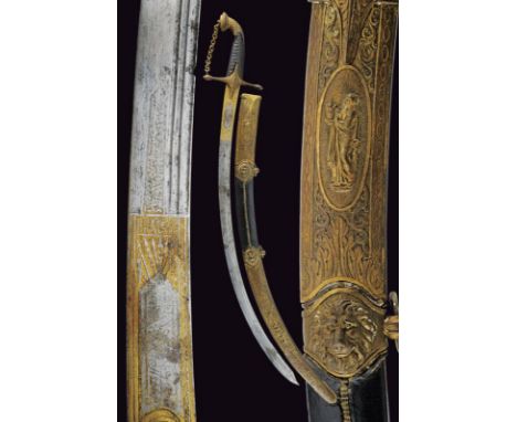 dating: 1820-30 provenance: Kingdom of the Two Sicilies, Interesting, flat, curved, single-and-false-edged blade, with two se