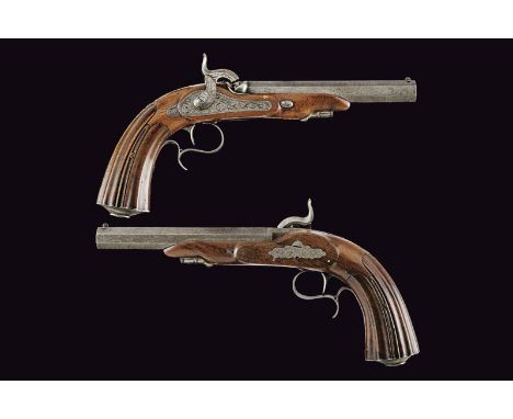 dating: Mid 19th Century provenance: Belgium, Fine, micro-rifled, octagonal, 14 mm cal. barrels (clean bores, clearly visible