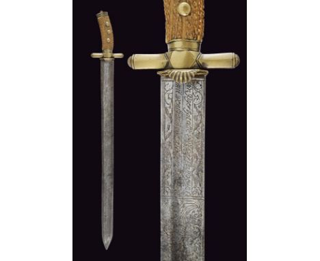 dating: Late 18th - Early 19th Century provenance: Germany, Wide, straight, single-and short false-edged blade with fuller, e