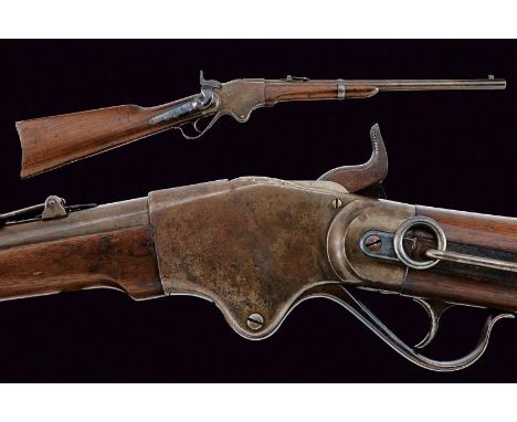 dating: 1863 - 1865 provenance: USA, Round, grooved, 52 rimfire cal. barrel provided with adjustable and foldaway rear sight 