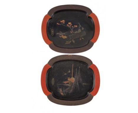 dating: early 20th Century provenance: Japan, Of mokko shape with raised border, inside finely decorated with a boat and bird