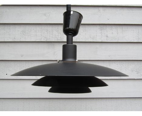 A Danish black finish three tiered ceiling light 