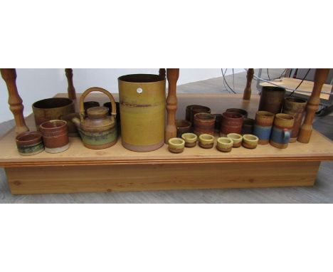 ROBIN WELCH (b.1936) A large collection of studio pottery tableware most with impressed potters marks. 