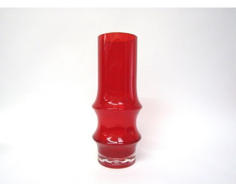 A Riihimaen Lasi ruby glass vase encased in clear, designed by Tamara Aladin. 28cm high