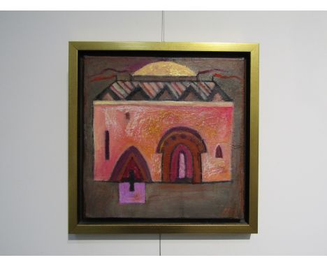 MARJ BOND R. W. S (b 1939) (ARR) A framed oil on canvas entitled 'Pink Casba' signed bottom right and verso Bohun gallery lab