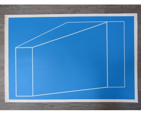 PETER HOBBS (1930-1994): An unframed screen print, optical composition in blue.  Unsigned.  68.5cm x 101.5cm
