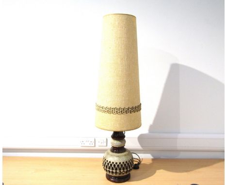 A 1970's West German floor standing ceramic lamp with shade, overall height 124cm