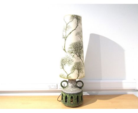 A 1970's West German floor standing ceramic lamp with shade, overall height 123cm 