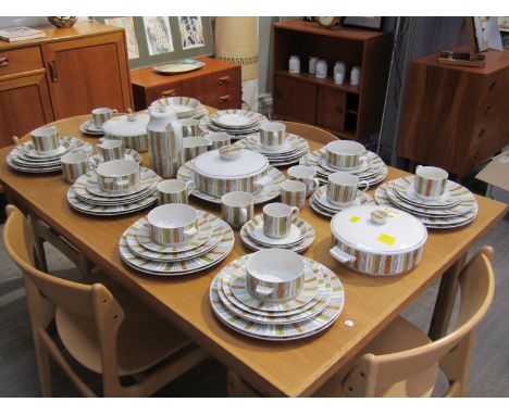An extensive midwinter 'Sienna' pattern dinner service and coffee pots, cups and saucers etc 