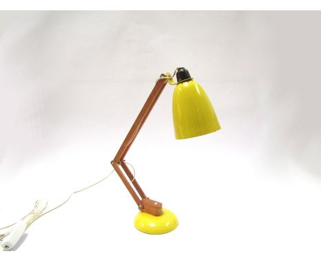 Mac Lamp, 1960's Conran yellow metal and wood adjustable desk lamp 