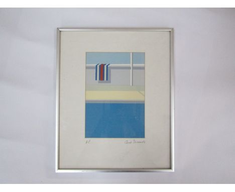 CHRIS SIMMONDS (XX): A Heals exhibited artists proof 1960's lithograph in glazed in original aluminium frame, Heals art galle