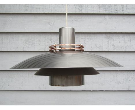 A Danish four tiered ceiling light in grey and copper coloured finish 