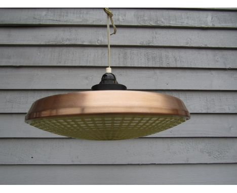 A Danish anodised copper ceiling light with moulded perspex shade 