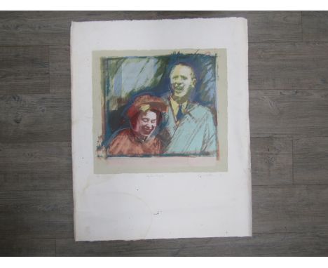 RICHARD WALKER (b.1954): An unframed print, "The Real People". Artist's proof, pencil signed and dated 1977. Overall size 89c