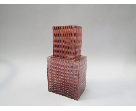 A Kosta Glass vase by Bertil Vallien, from the "Metropolis" range. Etched marks to base 23cm high 
