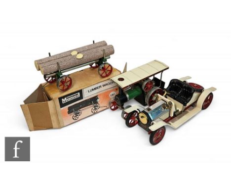 Three Mamod live steam items, an unboxed limousine, an unboxed tractor and a boxed lumber wagon. (3)  PLEASE VIEW CONDITION R