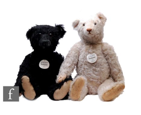Two Steiff replica teddy bears, 407284 1912, black mohair, height 70cm, and&nbsp;407291 1921, white mohair, height 70cm, both