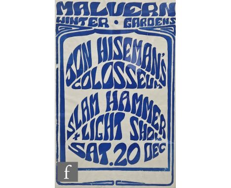 An original promotional poster for a performance by Jon Hiseman's Colosseum at the Malvern Winter Gardens, Saturday 20th Dece