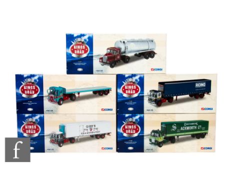 Five Corgi Kings of the Road 1:50 scale diecast models, CC12503 Gibbs of Fraserburgh Atkinson Borderer Fridge Van, CC12602 CR