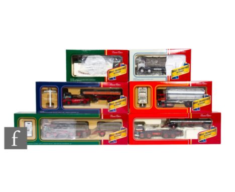 Six Corgi Road Transport Heritage 1:50 scale diecast models, CC10103 Silver Roadways Ltd Foden 8 Wheel Sheeted Platform Lorry