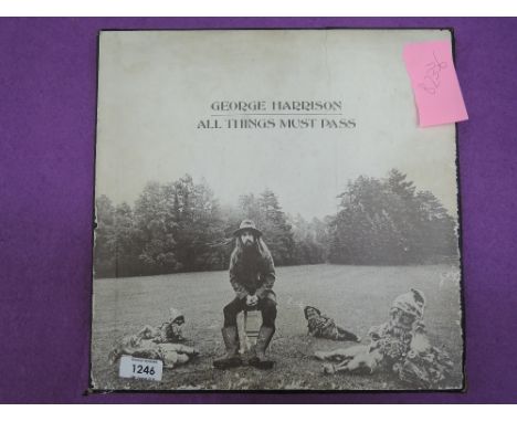 GEORGE HARRISON - ALL THINGS MUST PASS - TRIPLE ALBUM ON APPLE IN BOX WITH THE RARE POSTER - RECORDS VG+ WITH BOX A LITTLE WO