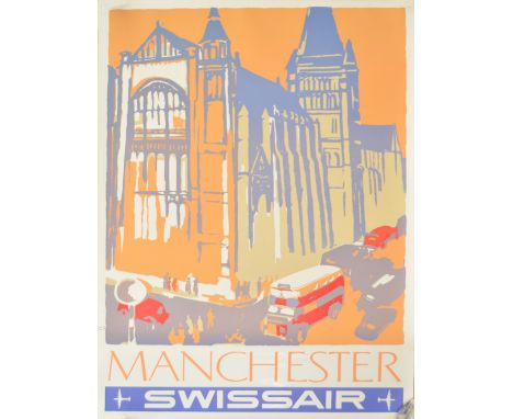 OTT HENRI; a poster lithograph in colours "Manchester, Swissair", c.1951, 102 x 64cm, unframed, rolled.