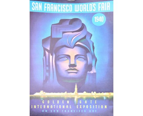 A large poster lithograph in colours; San Francisco Worlds Fair, Golden Gate International Exposition on San Francisco Bay, 1