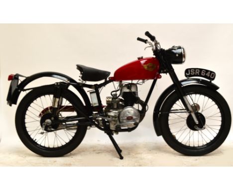 A c.1952 Sun Challenger 200cc motorcycle (Villiers Engine); JSR 640 (Incorrect registration plate which requires registration