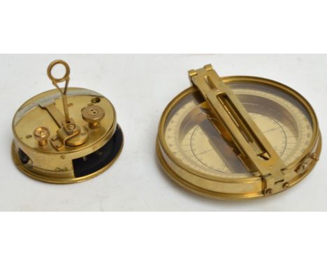 A pocket brass sextant and a brass compass inscribed SL no.4777 (2).