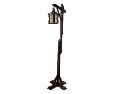 An oak "Hangman" standard lamp.