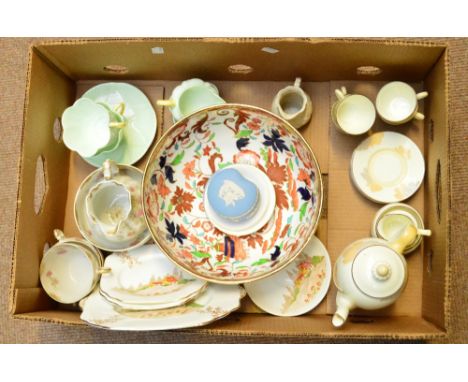 A quantity of mixed ceramics including a Royal Doulton coffee set in "Athlone" brown comprising coffee pot, jug and bowl, fou