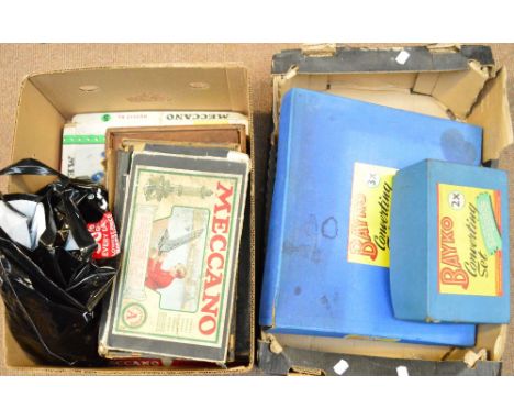 Three boxes of Bayko building toys in original boxes, a set of Lott's Tudor Blocks building bricks in original box, a quantit