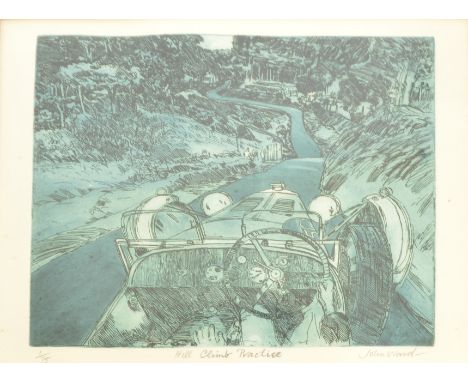 AFTER JOHN WARD; a signed limited edition lithograph "Hill Climb Practice", 1/75, 27.5 x 29.5cm, framed and glazed.
