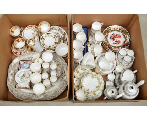 A large quantity of various teaware comprising Wedgwood "Kutani Crane", Paragon "Belinda", Foley, Royal Stafford, Royal Alber